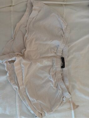 Brandy Melville Cream and Light Pink Striped Lounge Shorts